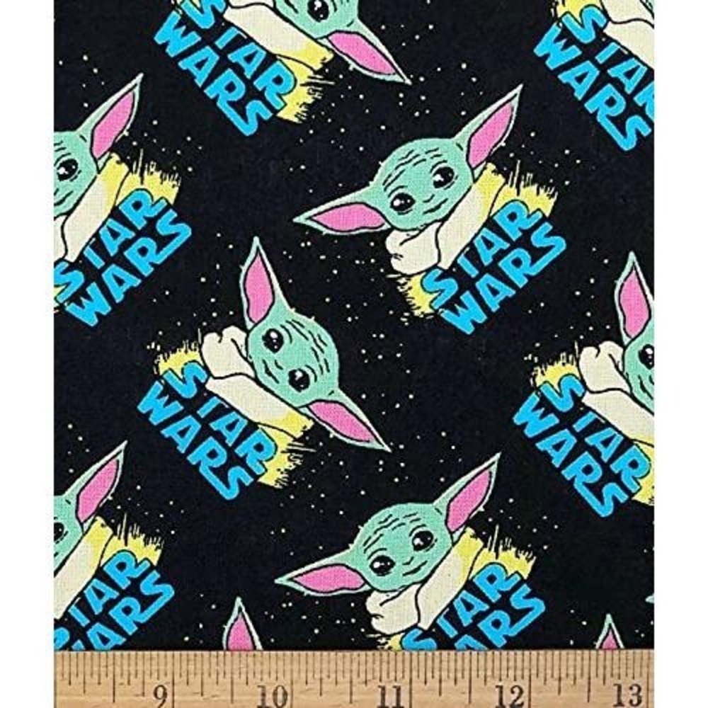 1 Yard precut Baby Yoda Star Wars‎ Black Cotton Fabric Officially Licensed